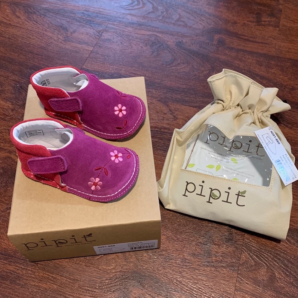 PIPIT $55 Suede Leather Designer Shoes Infant Crib Walking Balance Toddl…